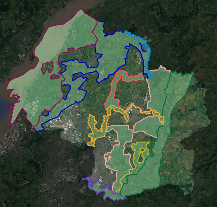 Map of the Green Infrastructure Corridors in South Gloucestershire