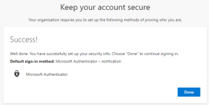 Keep your account secure - Success! (screenshot)