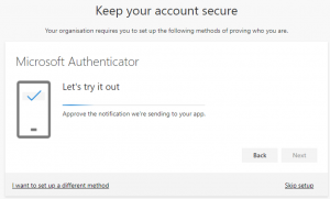 Keep your account secure - Microsoft Authenticator - let's try it out (screenshot)