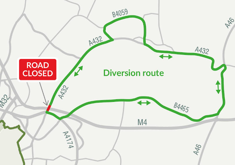 A432 diversion route for M4 overbridge work
