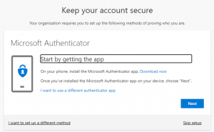 Keep your account secure - Microsoft Authenticator app - start by getting the app (screenshot)